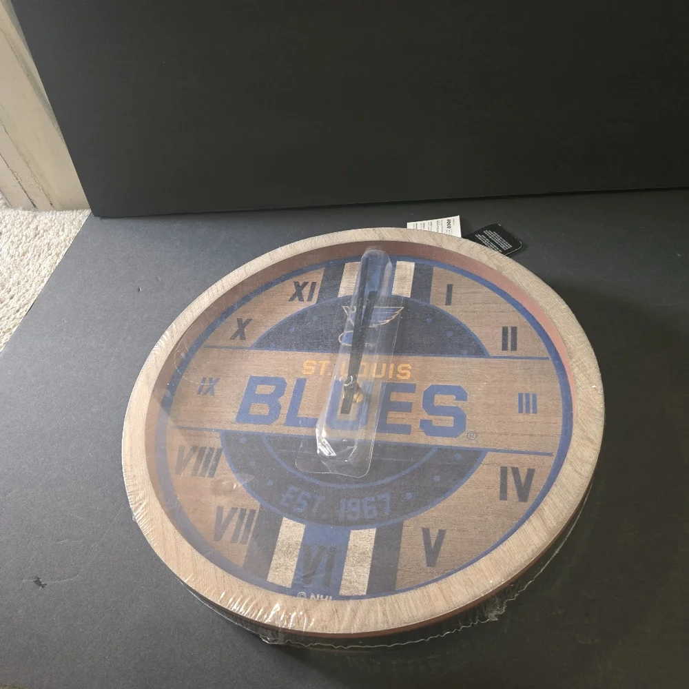 RARE NEW NHL ST. LOUIS BLUES WOOD FRAME CLOCK FOCO FACTORY SEALED W/ TAGS